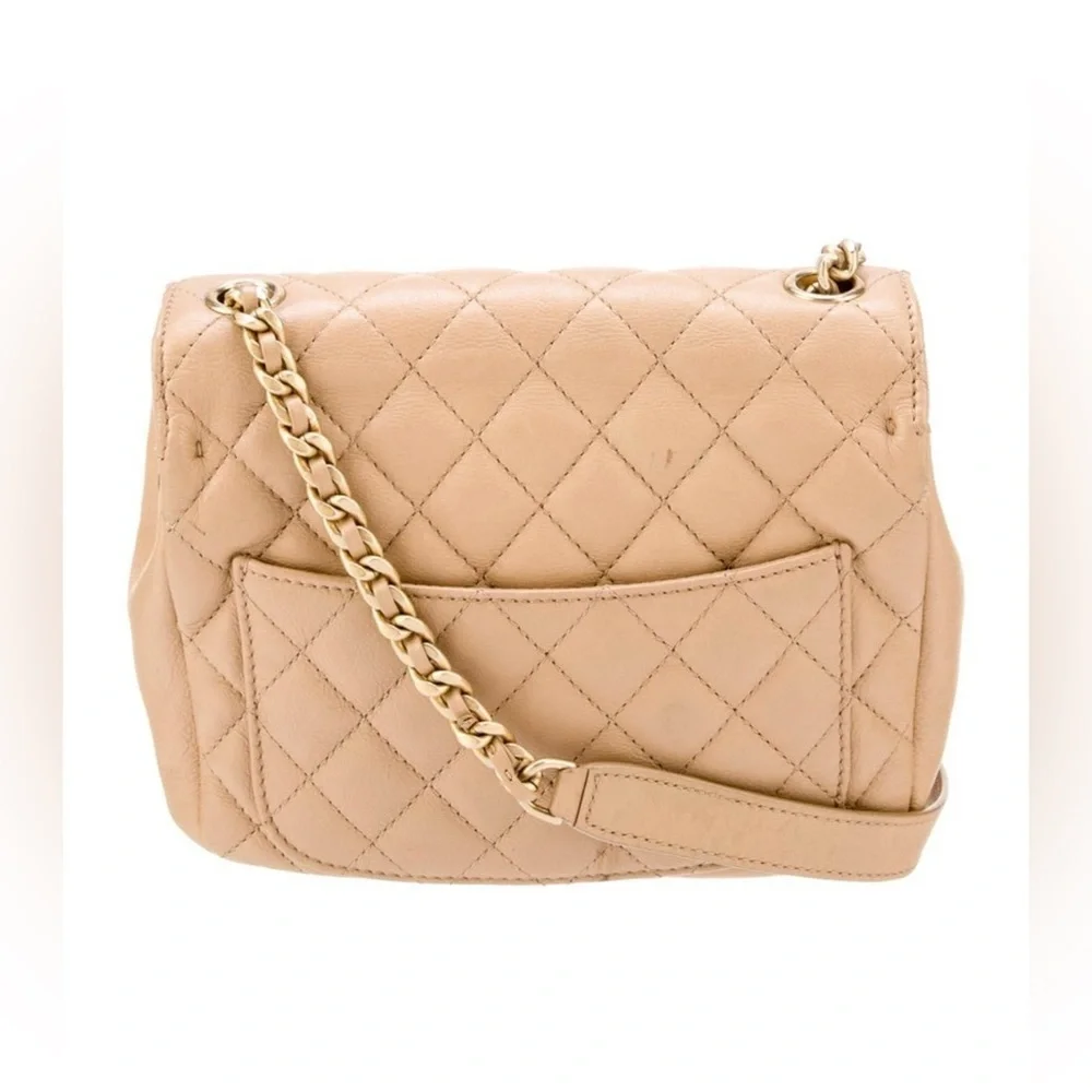 Chanel Coco CC Messenger Calfskin and Quilted Goatskin Tan Bag